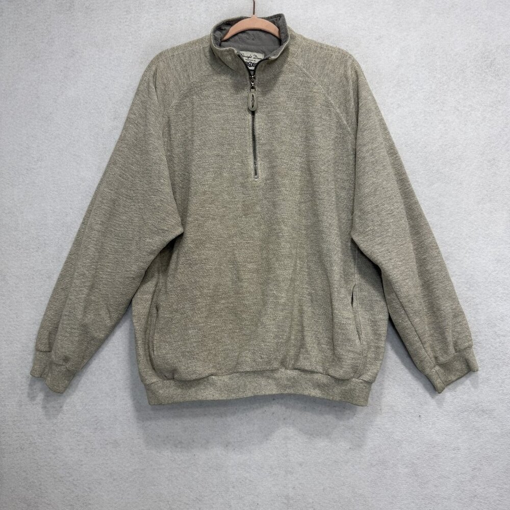 Straight Down Sweatshirt Mens XL Gray Fleece 1/4 Zip Mock Neck Pullover Pockets